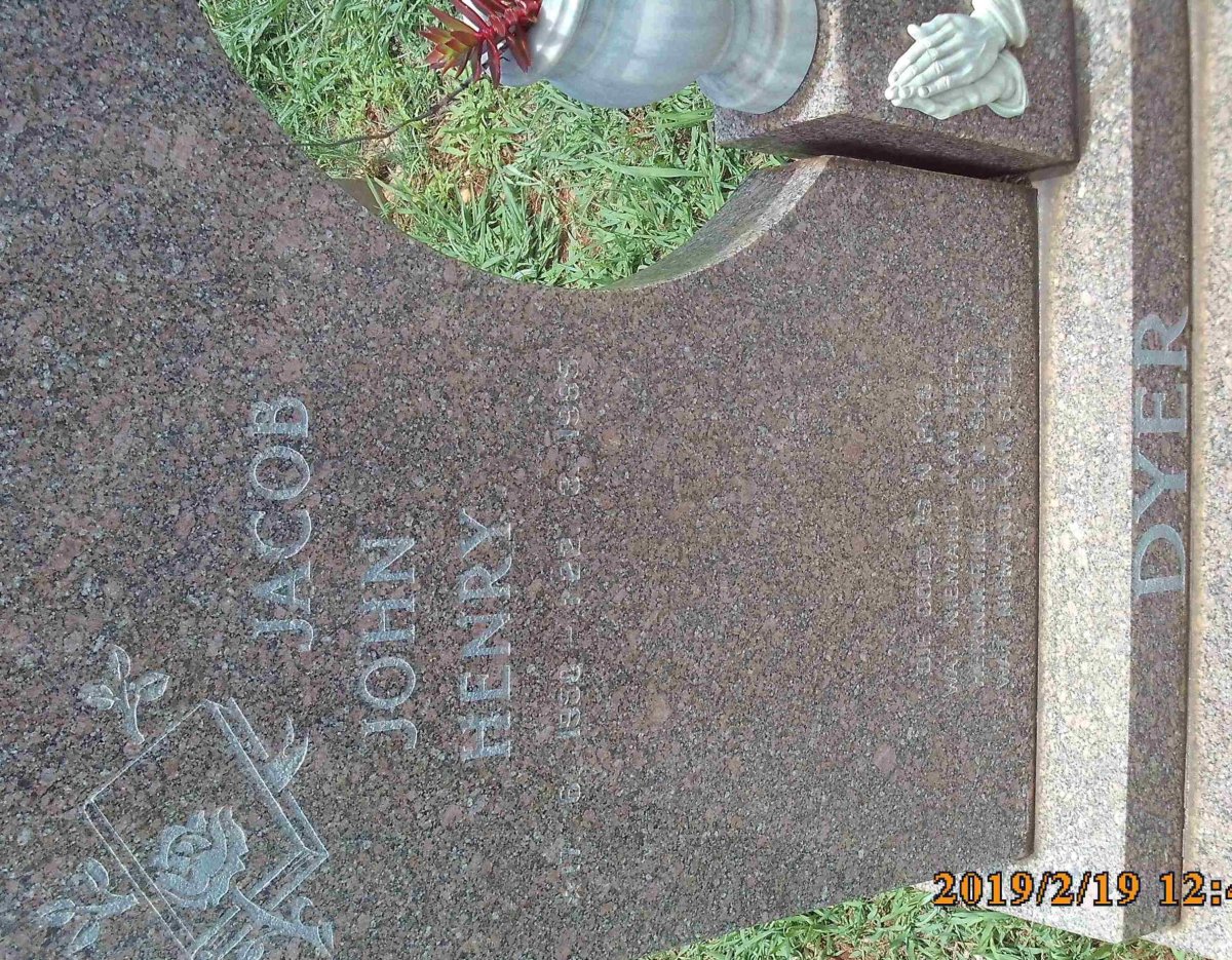 DYER Jacob John Henry 1950-1985