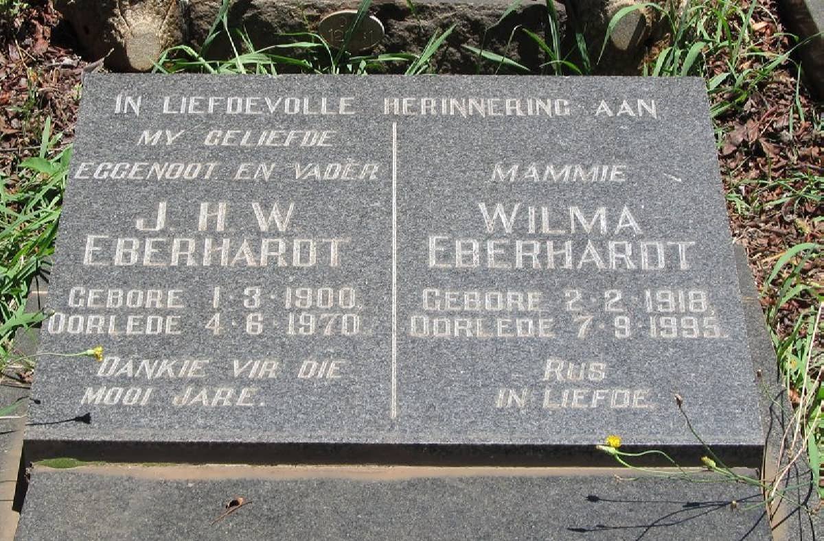 EBERHARDT J.H.W. 1900-1970 &amp; Wilma 1918-1995