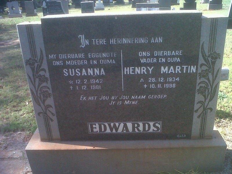 EDWARDS Henry Martin 1934-1998 &amp; Susanna 1942-1981