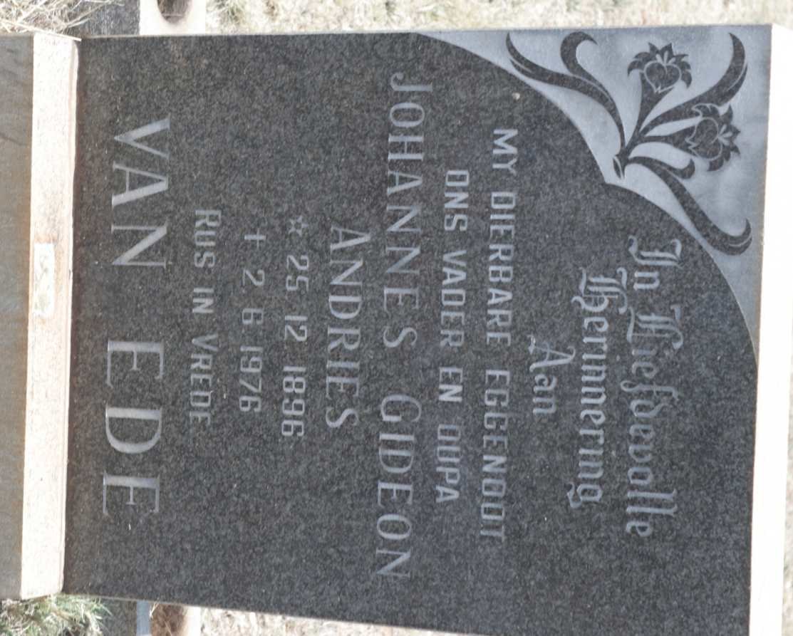EDE Johannes Gideon Andries, van 1896-1976