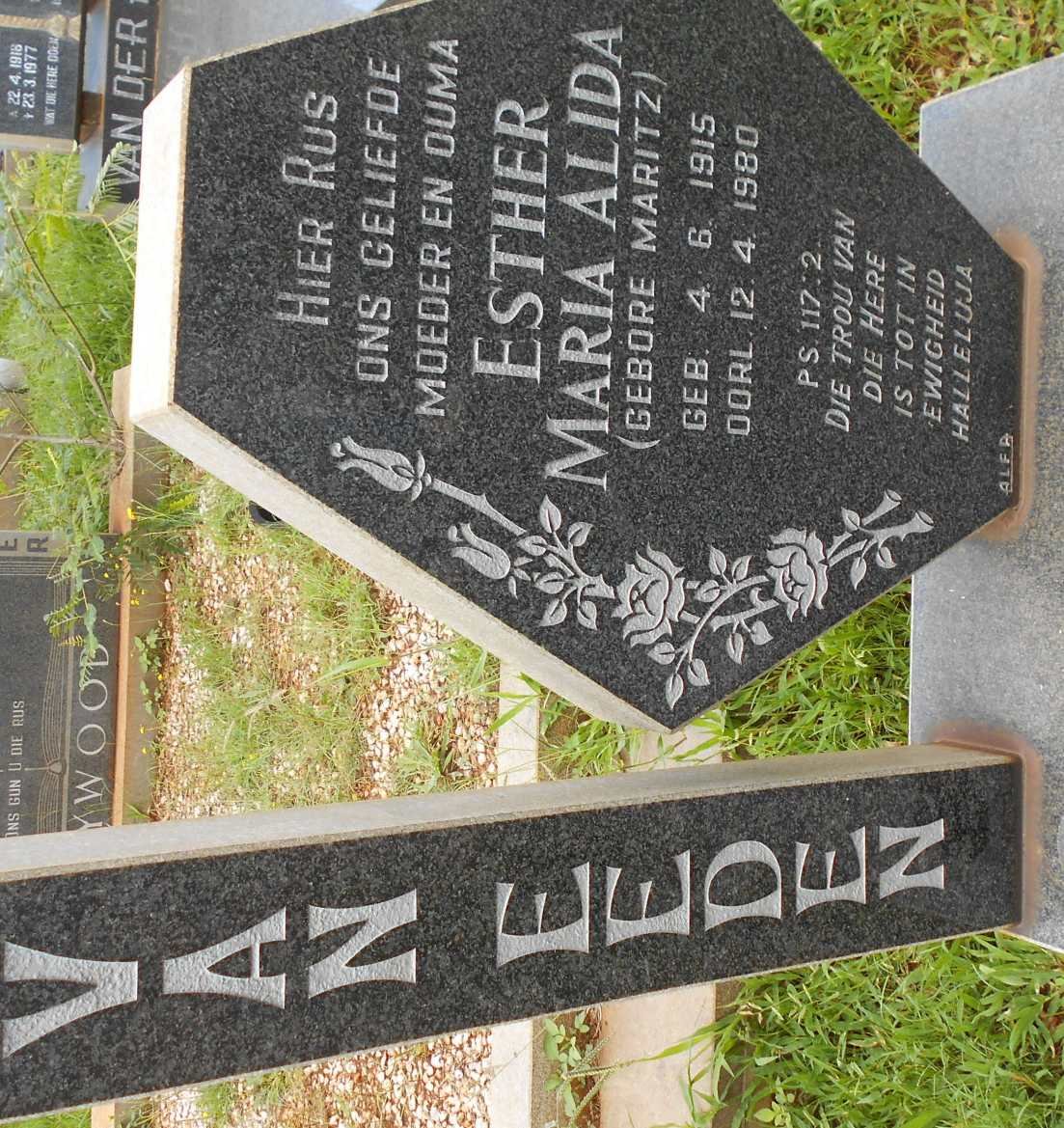 EEDEN Esther Maria Alida, van nee MARITZ 1915-1980