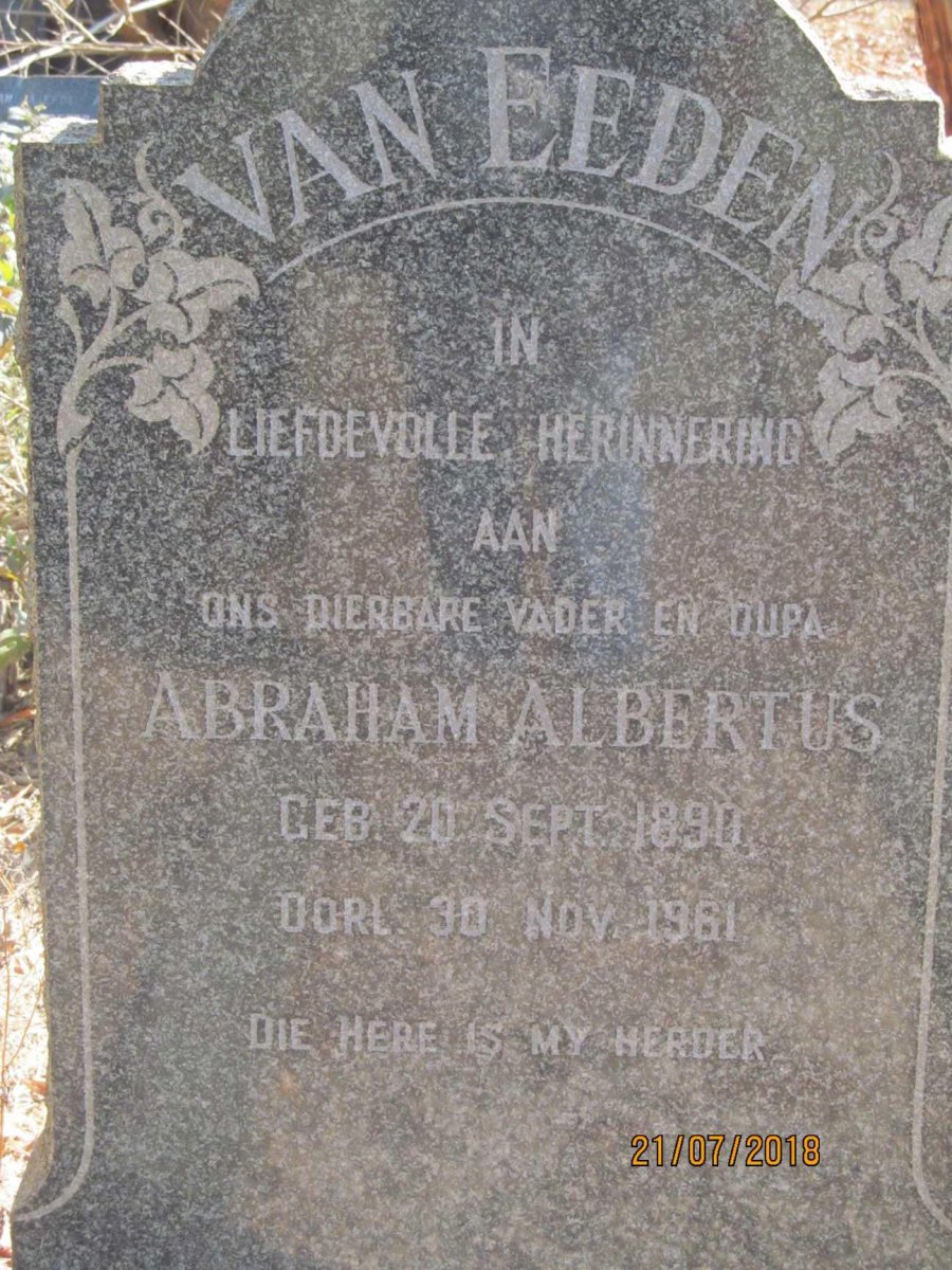 EEDEN Abraham Albertus, van 1890-1961