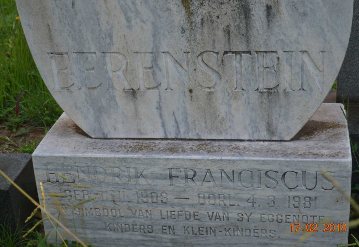 EERENSTEIN Hendrik Fransiscus 1903-1981