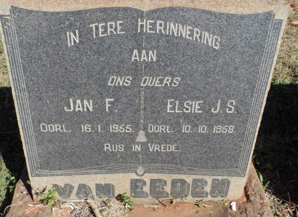 EEDEN Jan F., van -1955 &amp; Elsie J.S. -1958