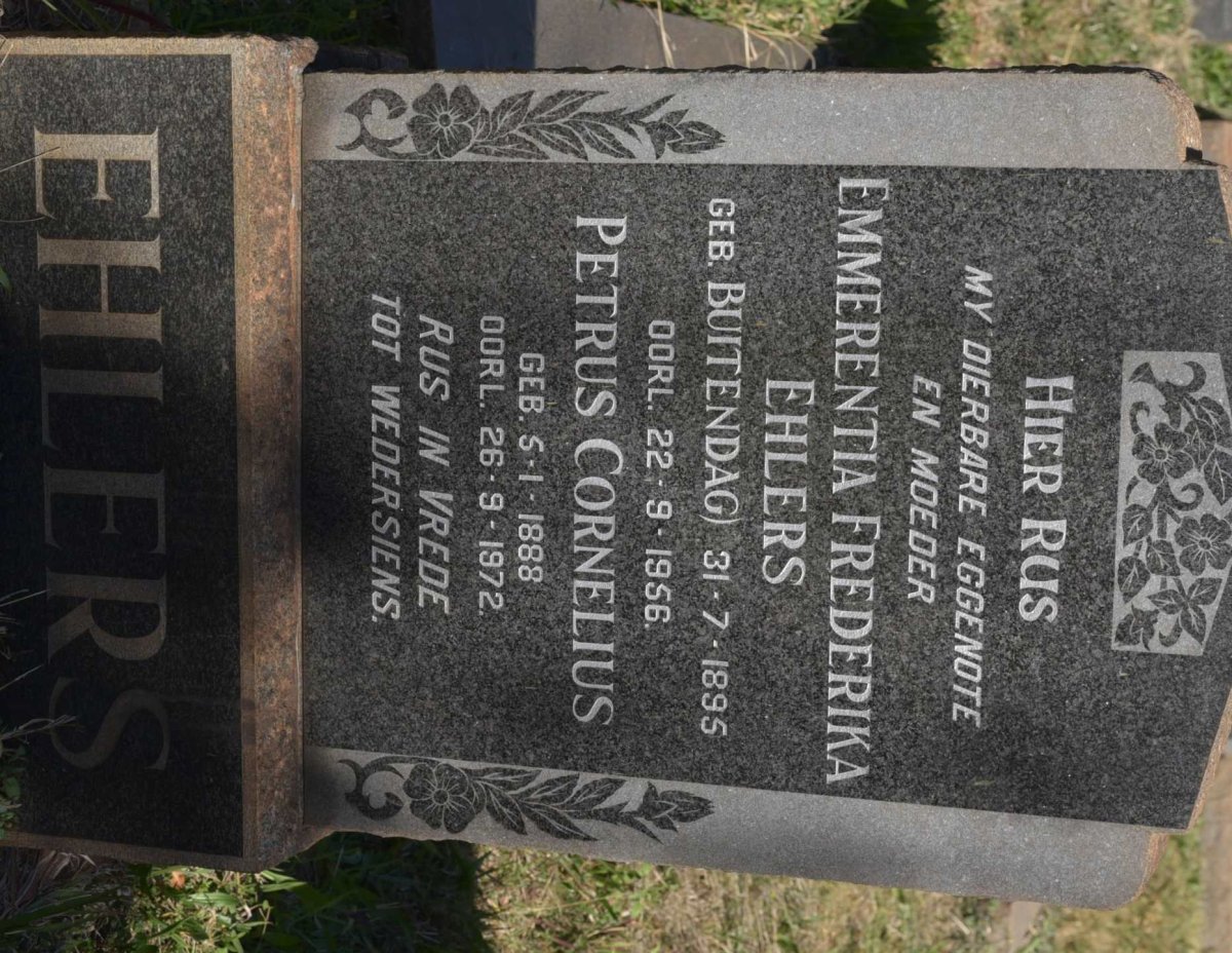 EHLERS Petrus Cornelius 1888-1972 &amp; Emmerentia Frederika BUITENDAG 1895-1956