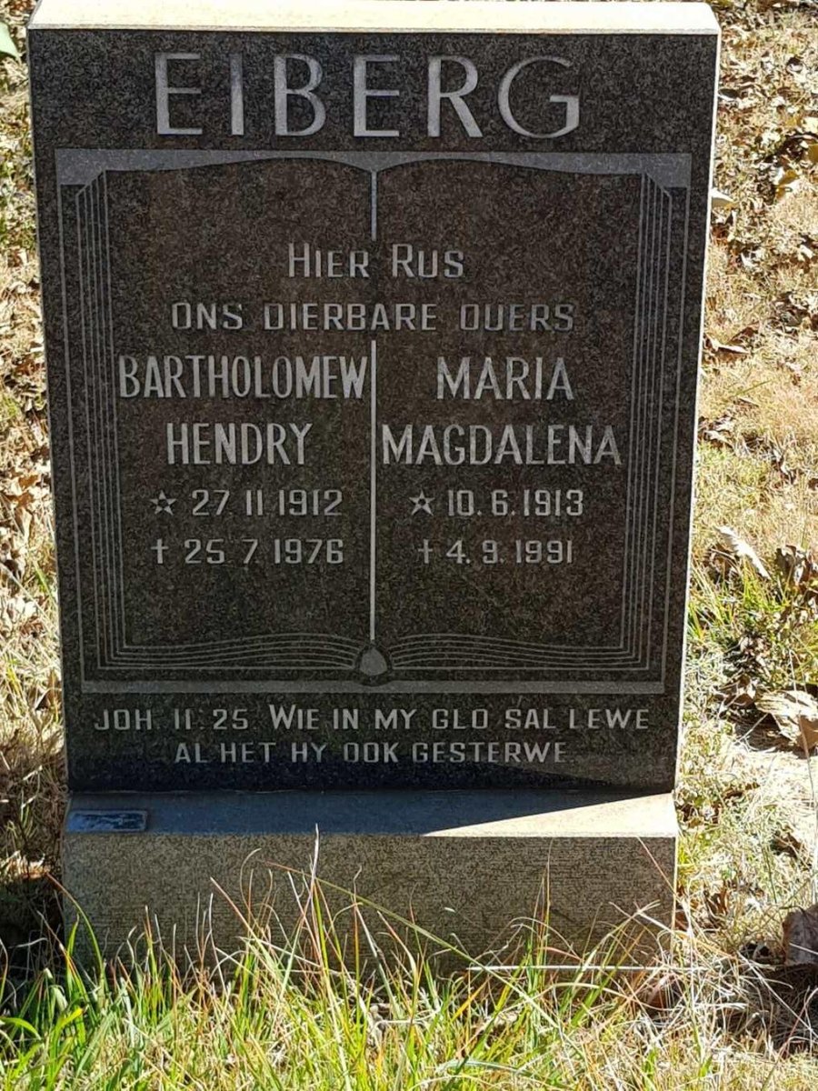 EIBERG Bartholomew Hendry 1912-1976 &amp; Maria Magdalena 1913-1991