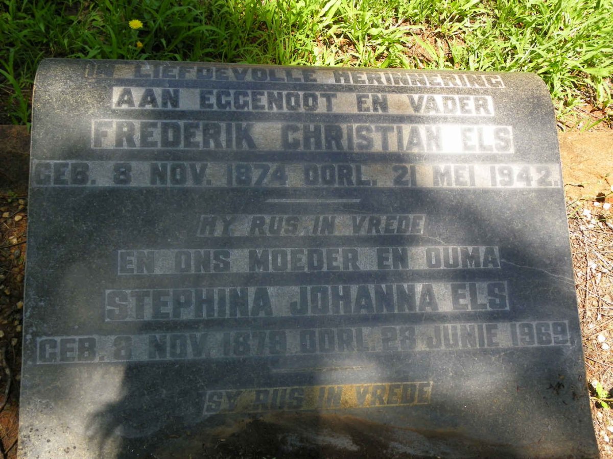 ELS Frederik Christian 1874-1942 &amp; Stephina Johanna 1879-1969