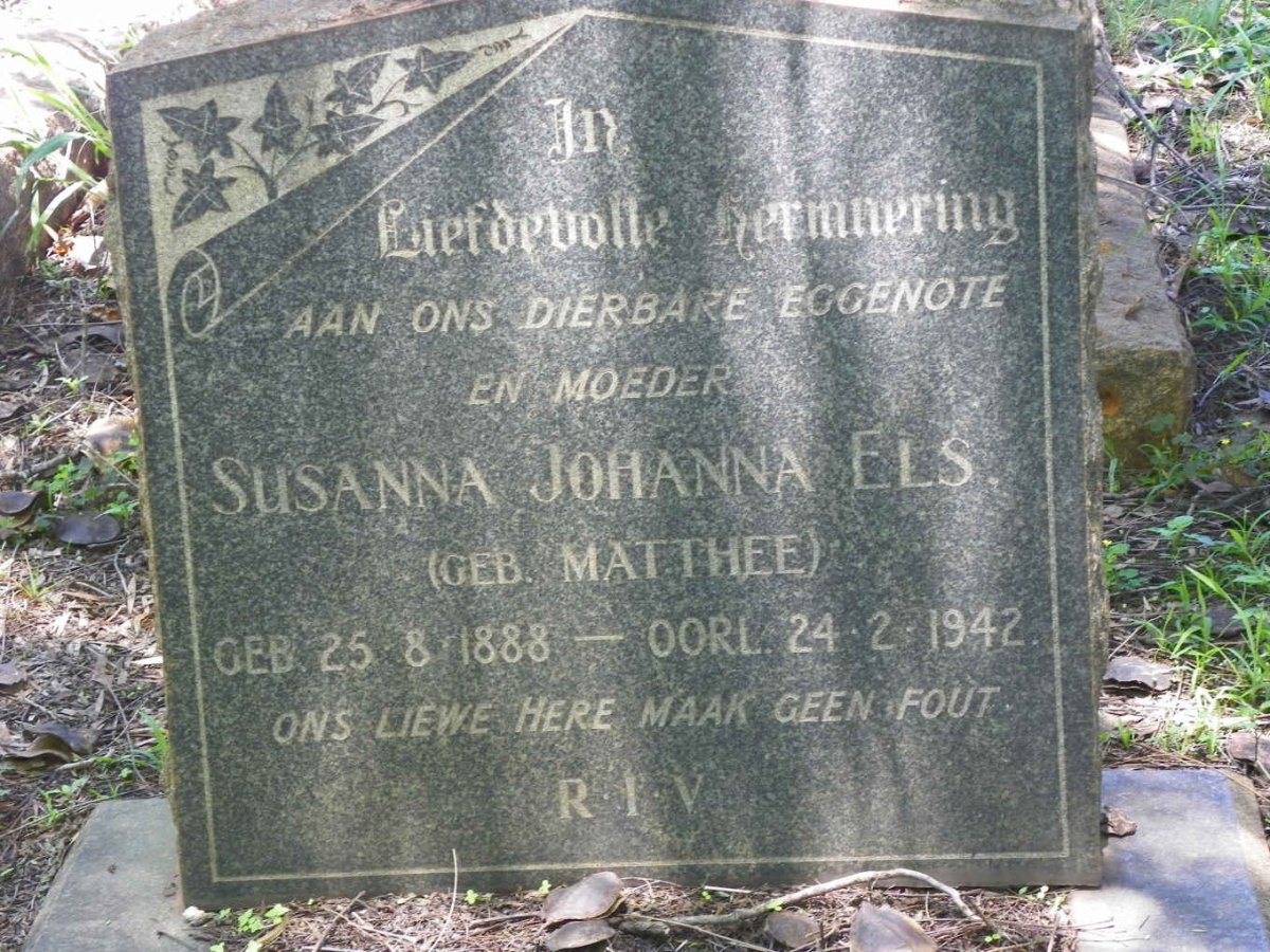 ELS Susanna Johanna nee MATTHEE 1888-1942