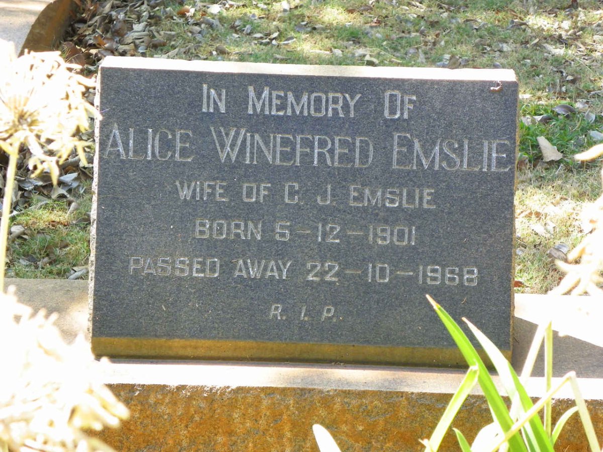 EMSLIE Alice Winefred 1901-1968