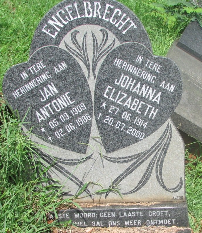 ENGELBRECHT Jan Antonie 1909-1986 &amp; Johanna Elizabeth 1914-2000