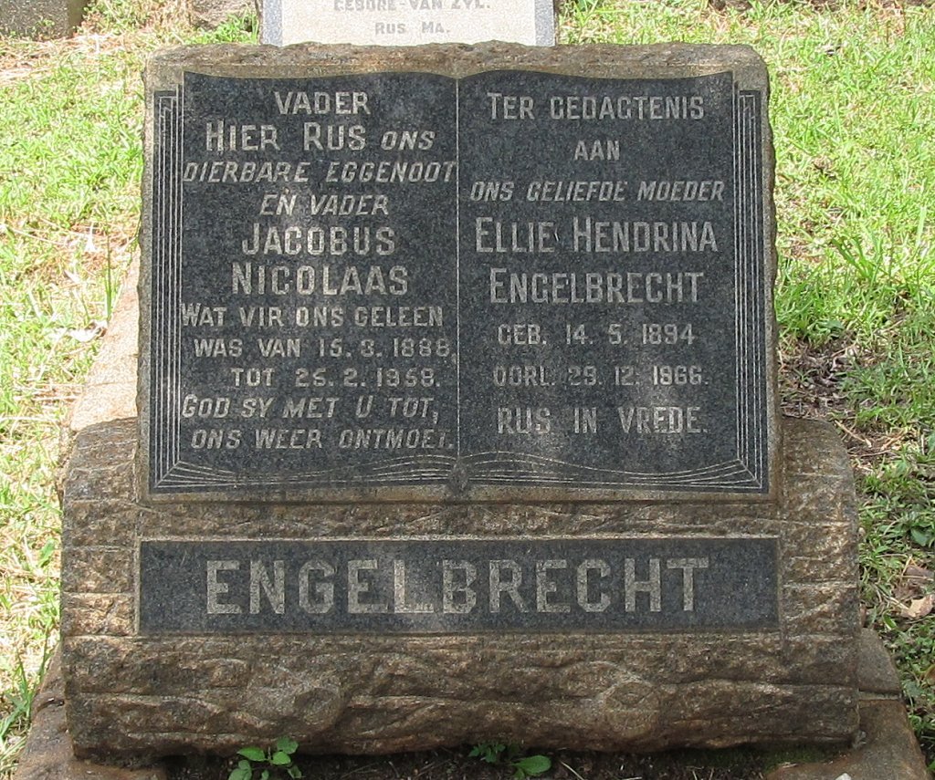 ENGELBRECHT Jacobus Nicolaas 1888-1958 &amp; Ellie Hendrina 1894-1966