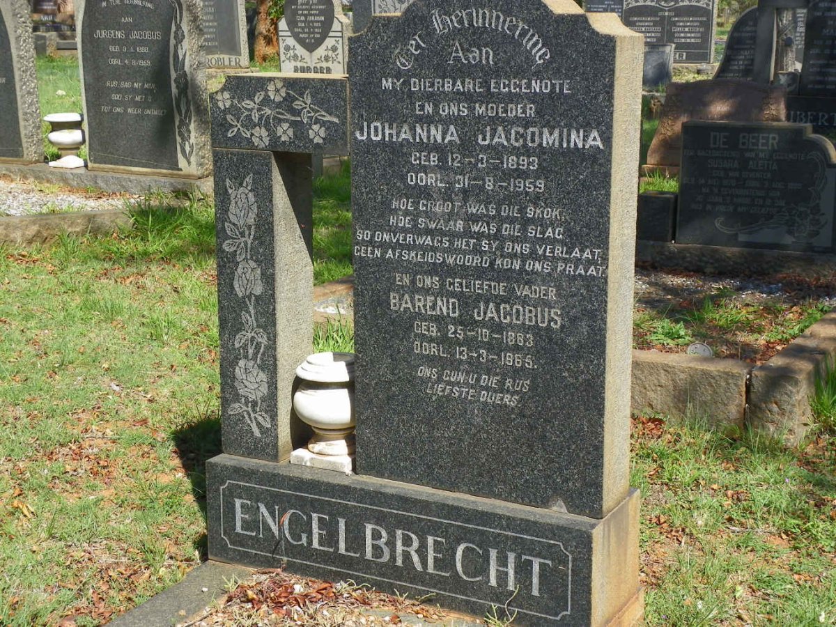 ENGELBRECHT Barend Jacobus 1883-1965 &amp; Johanna Jacomina 1893-1959