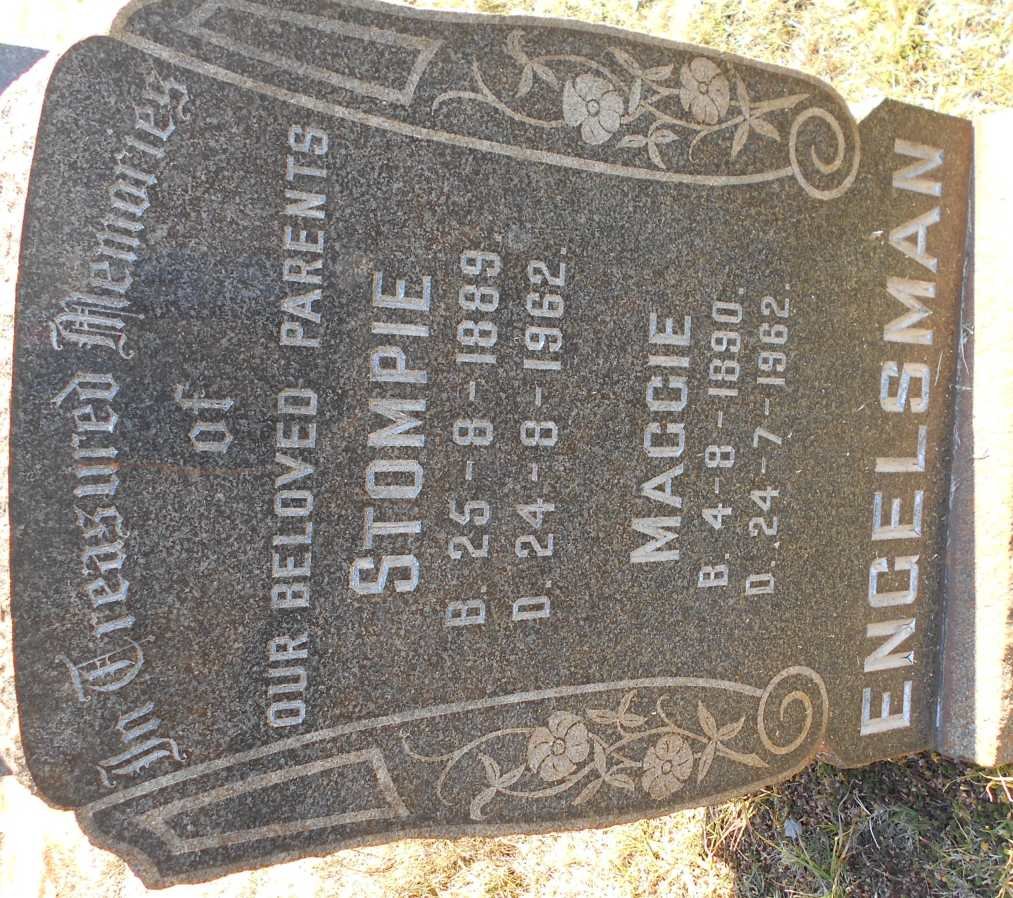 ENGELSMAN Stompie 1889-1962 &amp; Maggie 1890-1962
