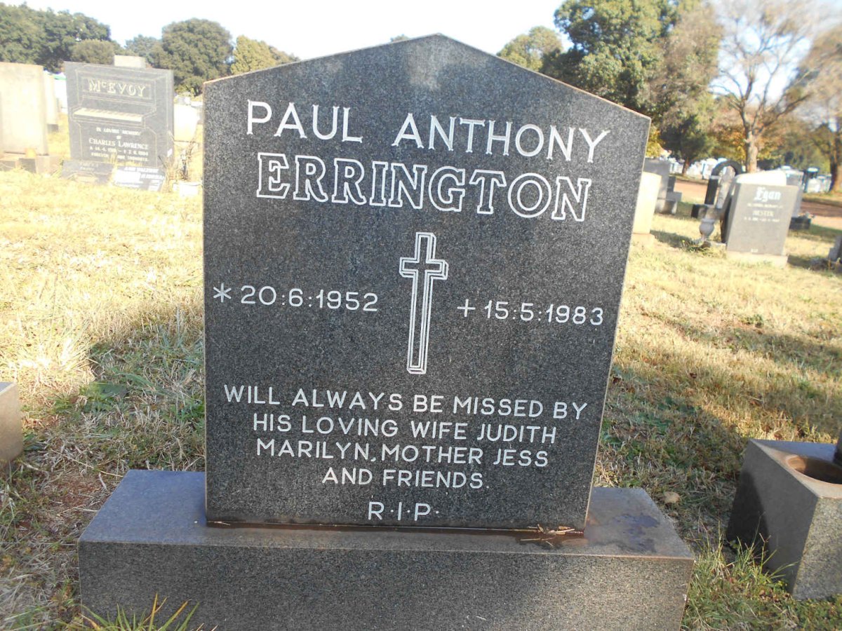 ERRINGTON Paul Anthony 1952-1983