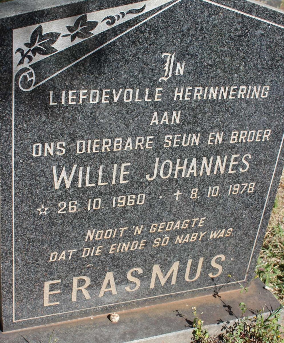 ERASMUS Willie Johannes 1960-1978