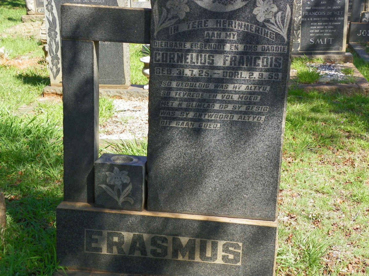 ERASMUS Cornelius Francois 1925-1959