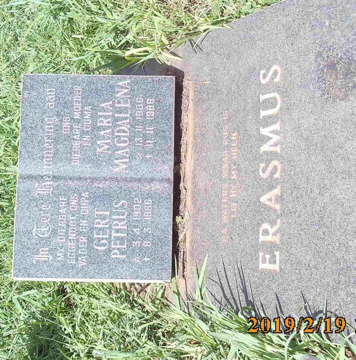 ERASMUS Gert Petrus 1902-1986 &amp; Maria Magdalena 1906-1986
