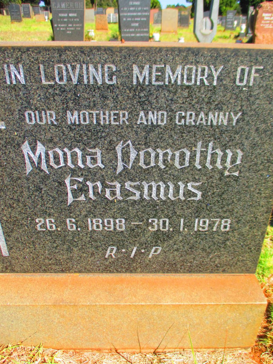 ERASMUS Mona Dorothy 1898-1978