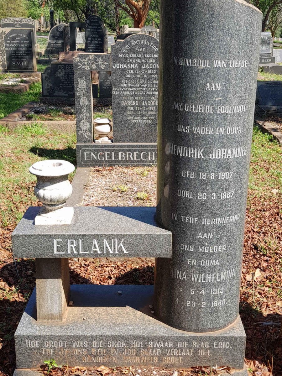 ERLANK Hendrik Johannes 1907-1967 &amp; Dina Wilhelmina 1913-1980