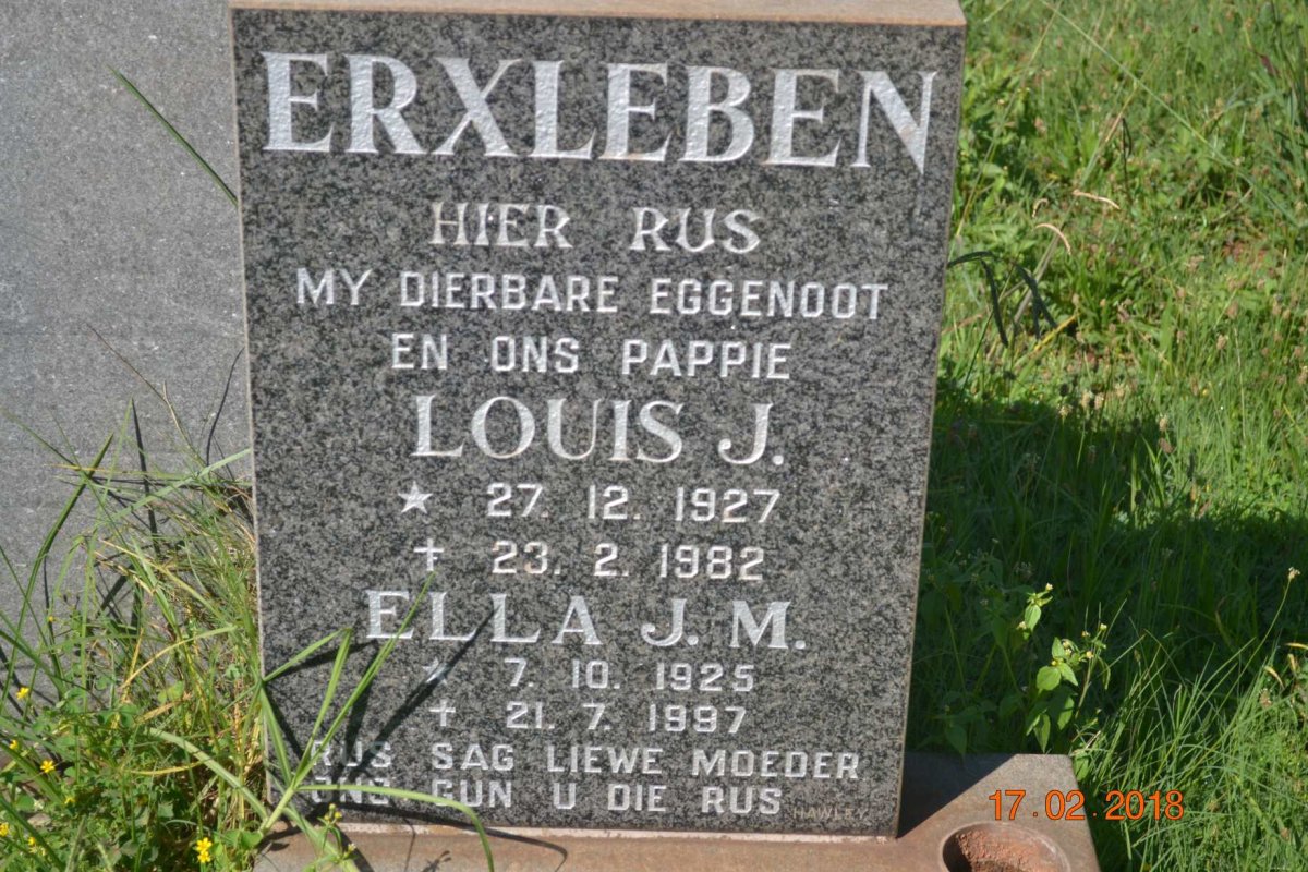 ERXLEBEN Louis J. 1927-1982 &amp; Ella J.M. 1925-1997