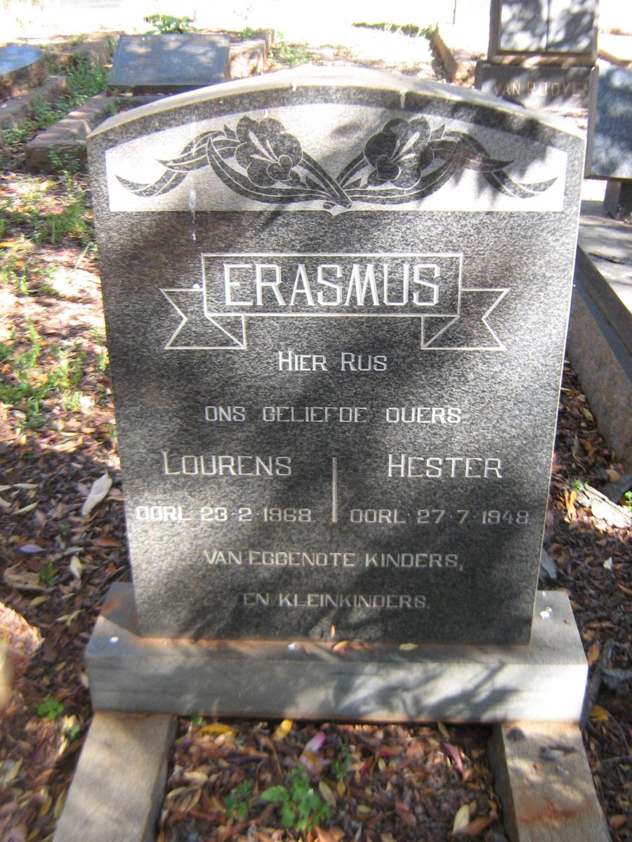 ERASMUS Lourens -1968 &amp; Hester -1948