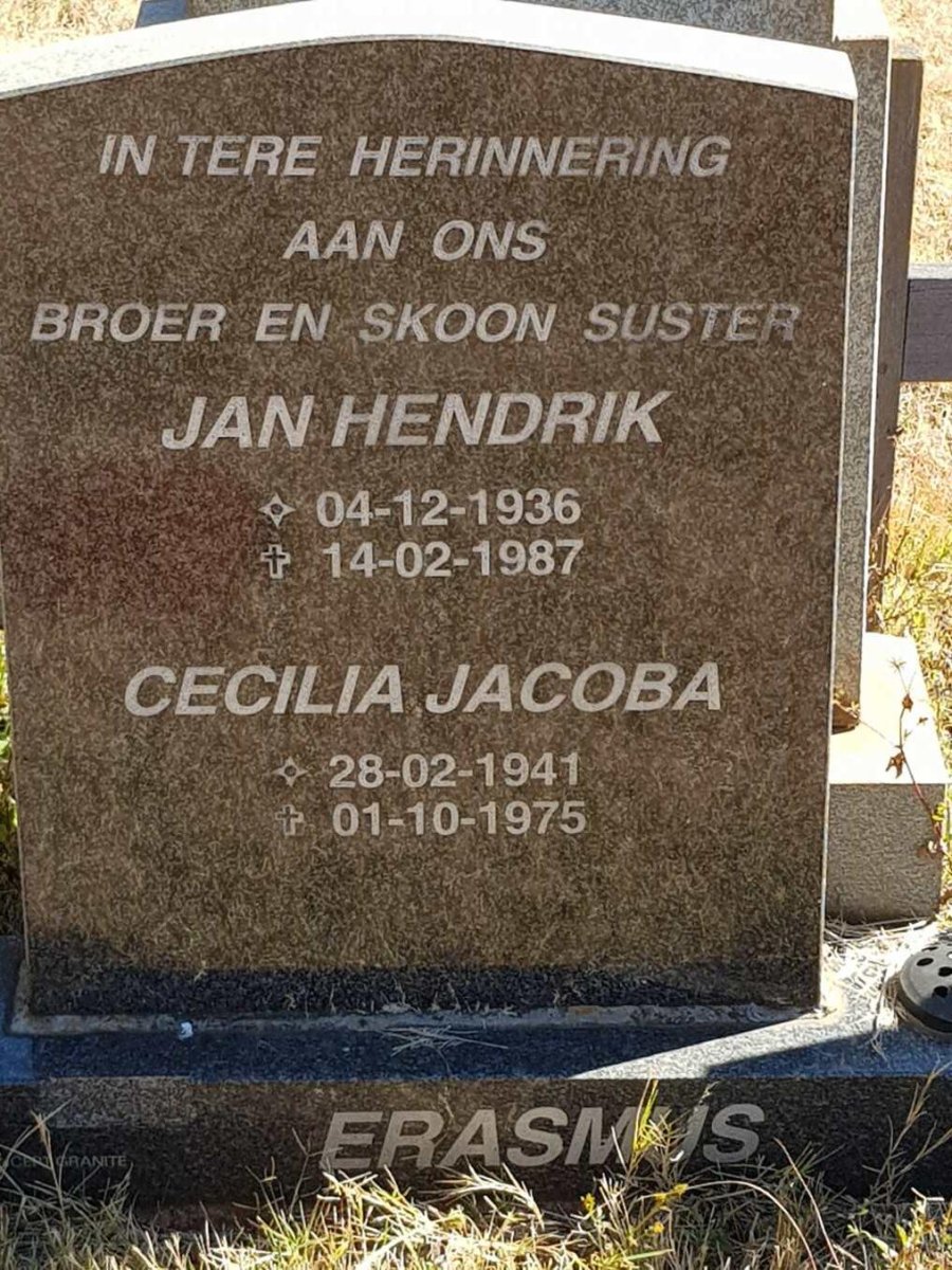 ERASMUS Jan Hendrik 1936-1987 &amp; Cecilia Jacoba 1941-1975