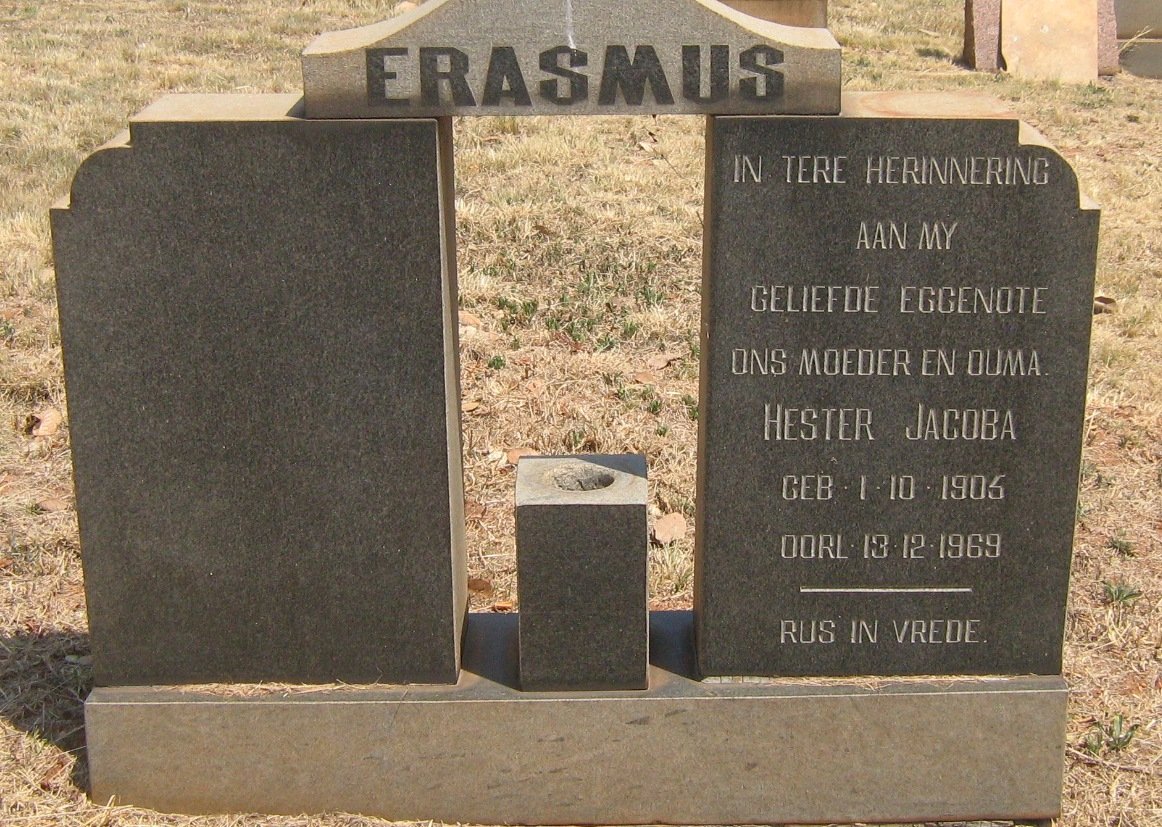 ERASMUS Hester Jacoba 1905-1969