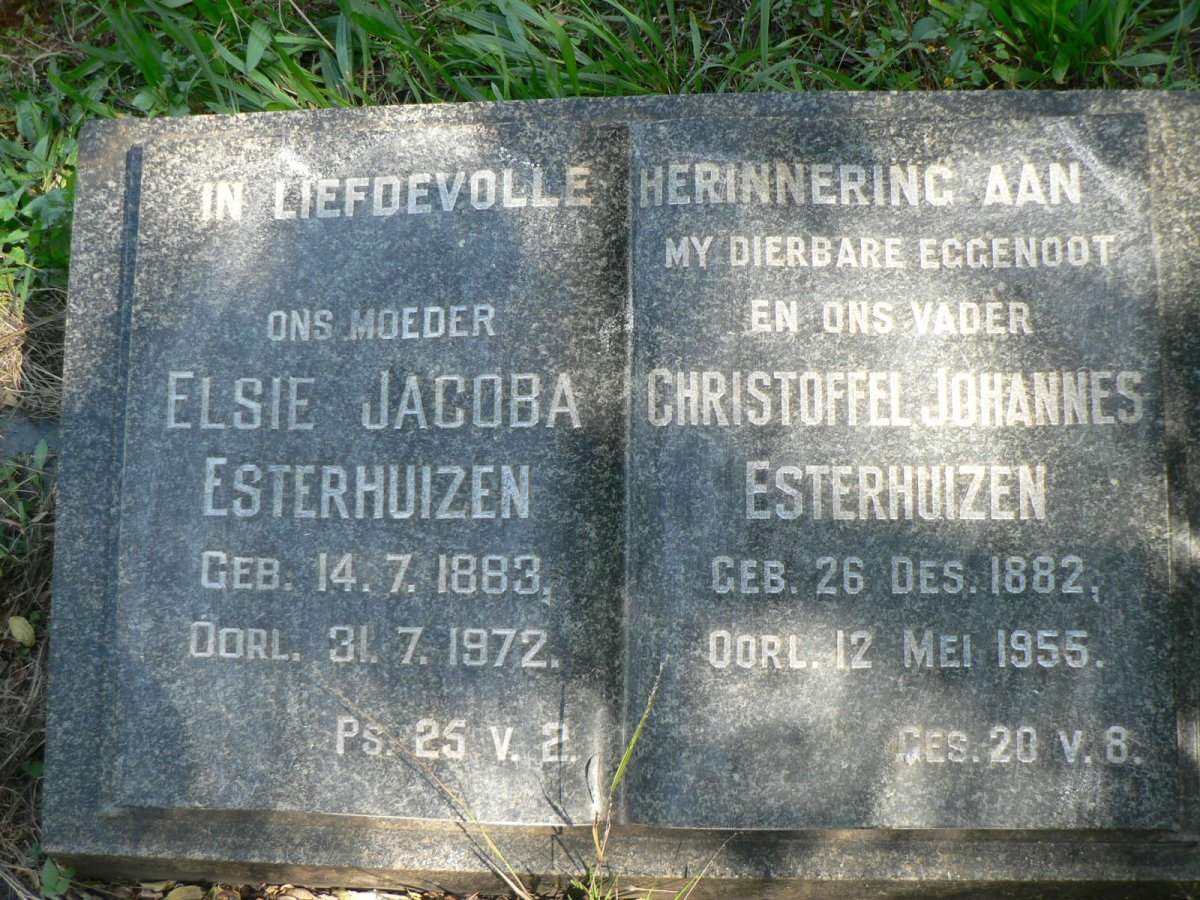 ESTERHUIZEN Christoffel Johannes 1882-1955 &amp; Elsie Jacoba 1883-1972