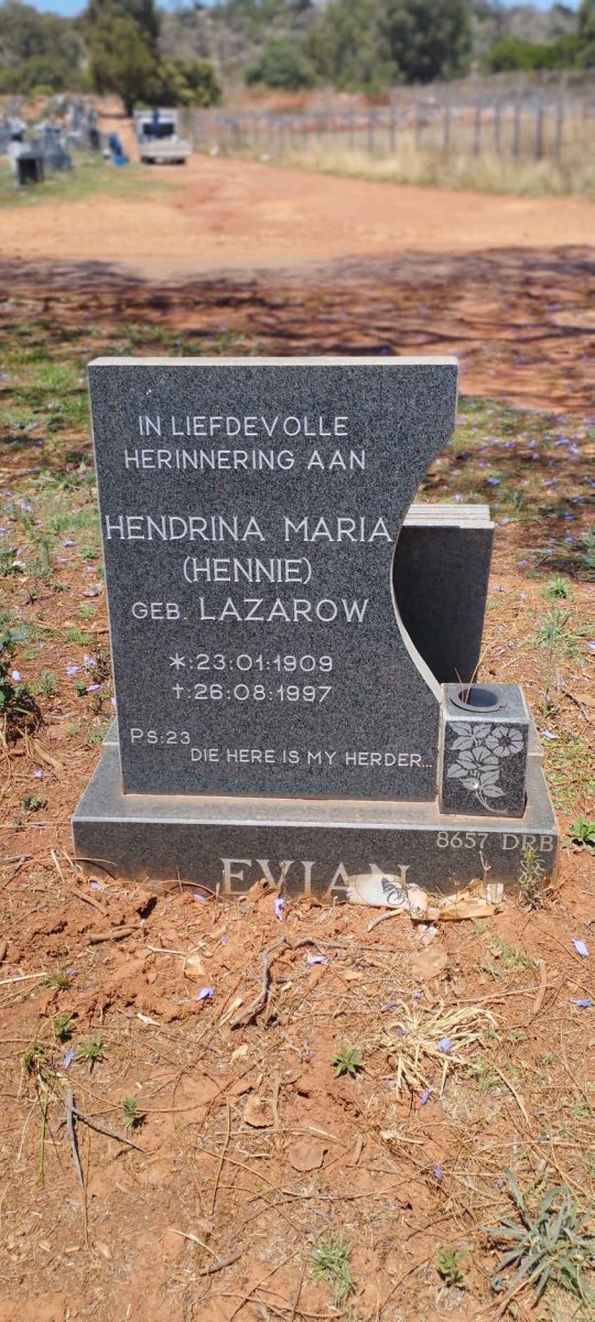 EVIAN Hendrina Maria nee LAZAROW 1909-1997
