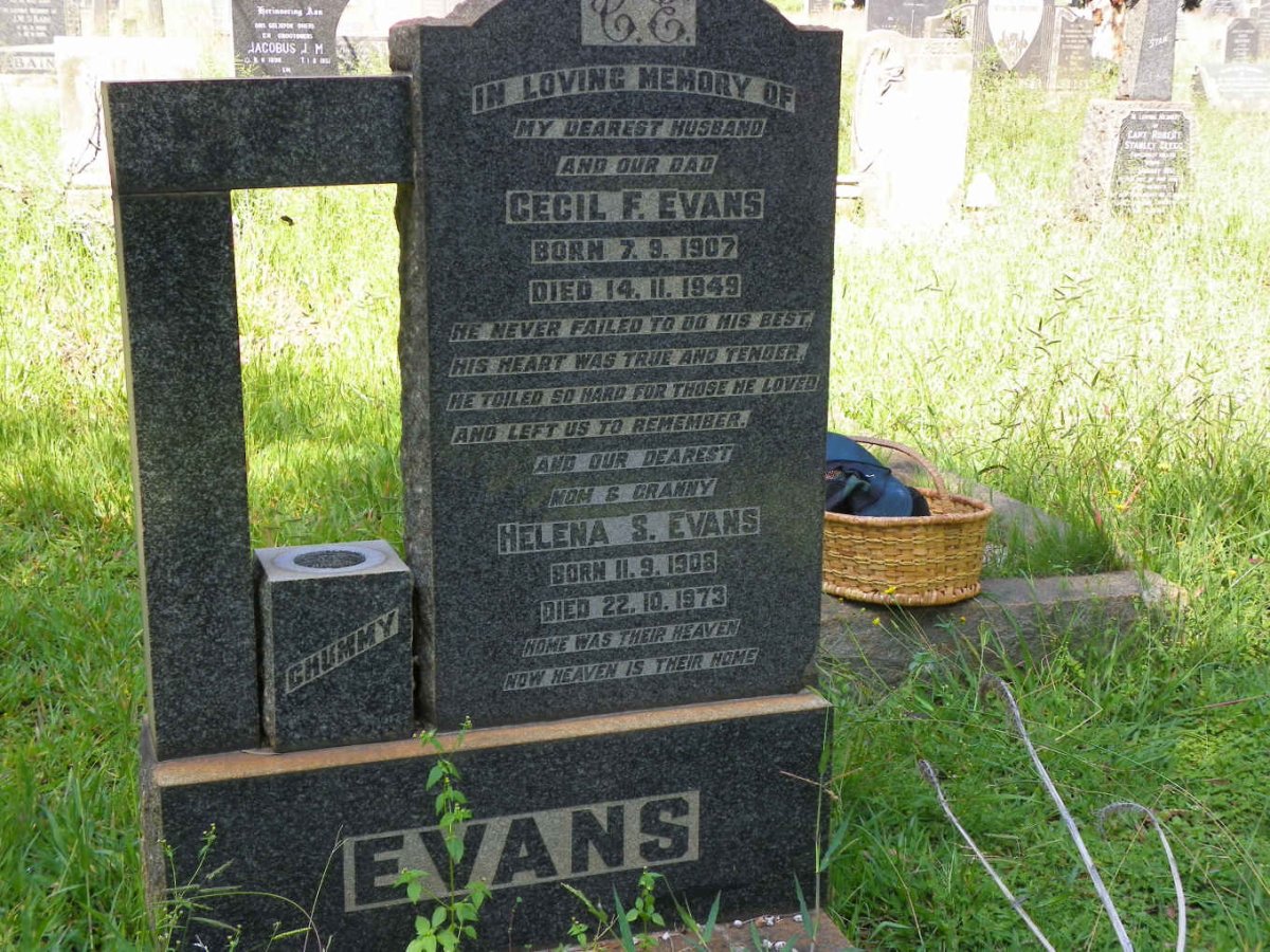 EVANS Cecil F. 1907-1949 &amp; Helena S. 1908-1973