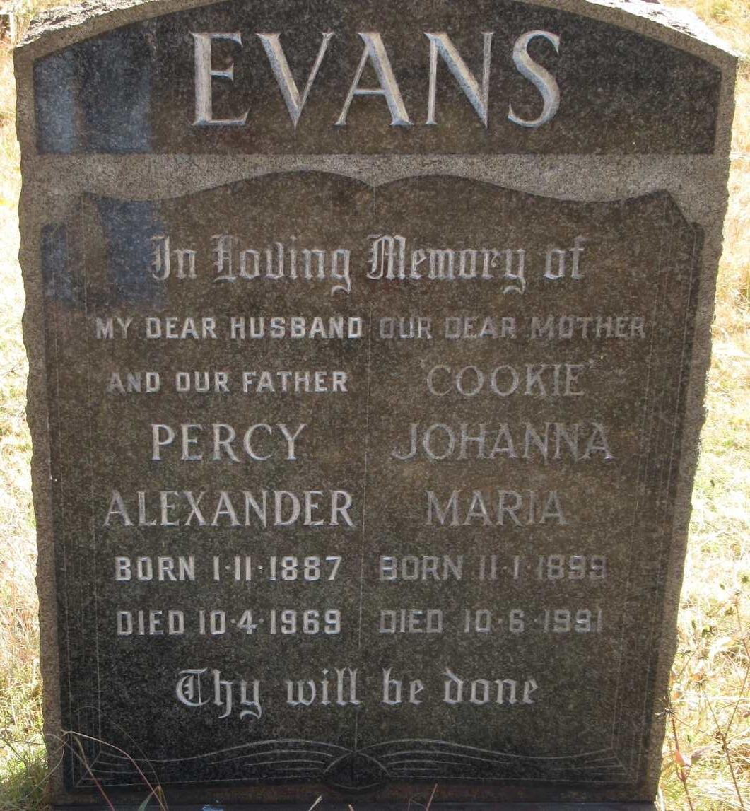 EVANS Percy Alexander 1887-1969 &amp; Johanna Maria 1899-1991