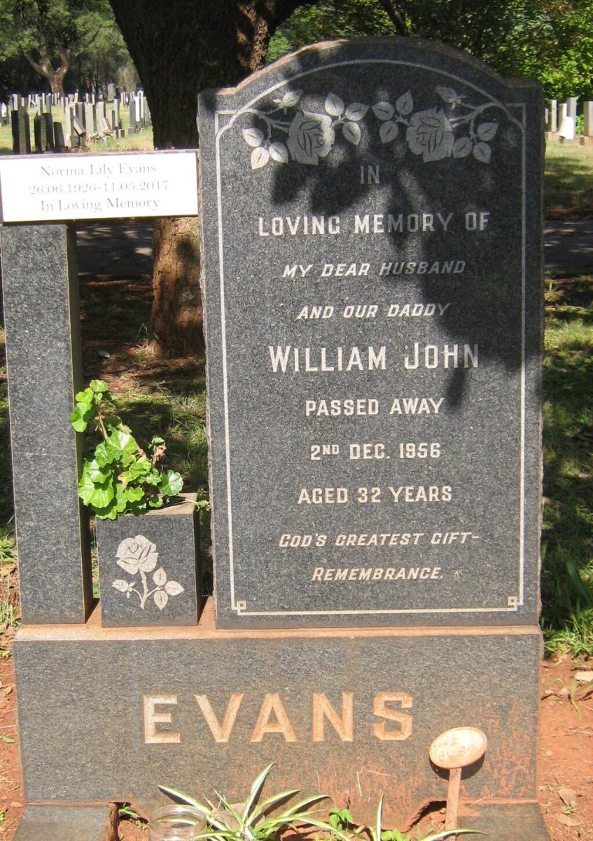 EVANS William John -1956 &amp; Norma Lily 1926-2017