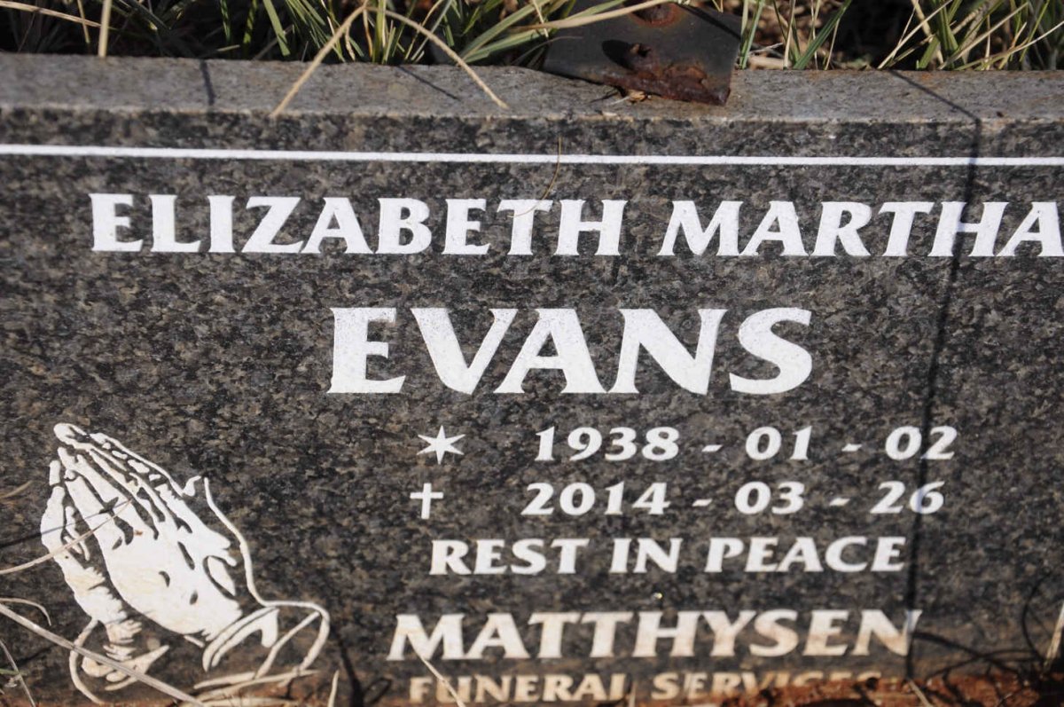 EVANS Elizabeth Martha 1938-2014