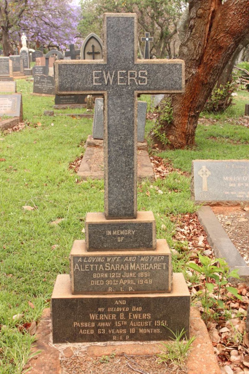 EWERS Werner B. -1951 &amp; Aletta Sarah Margaret 1891-1949