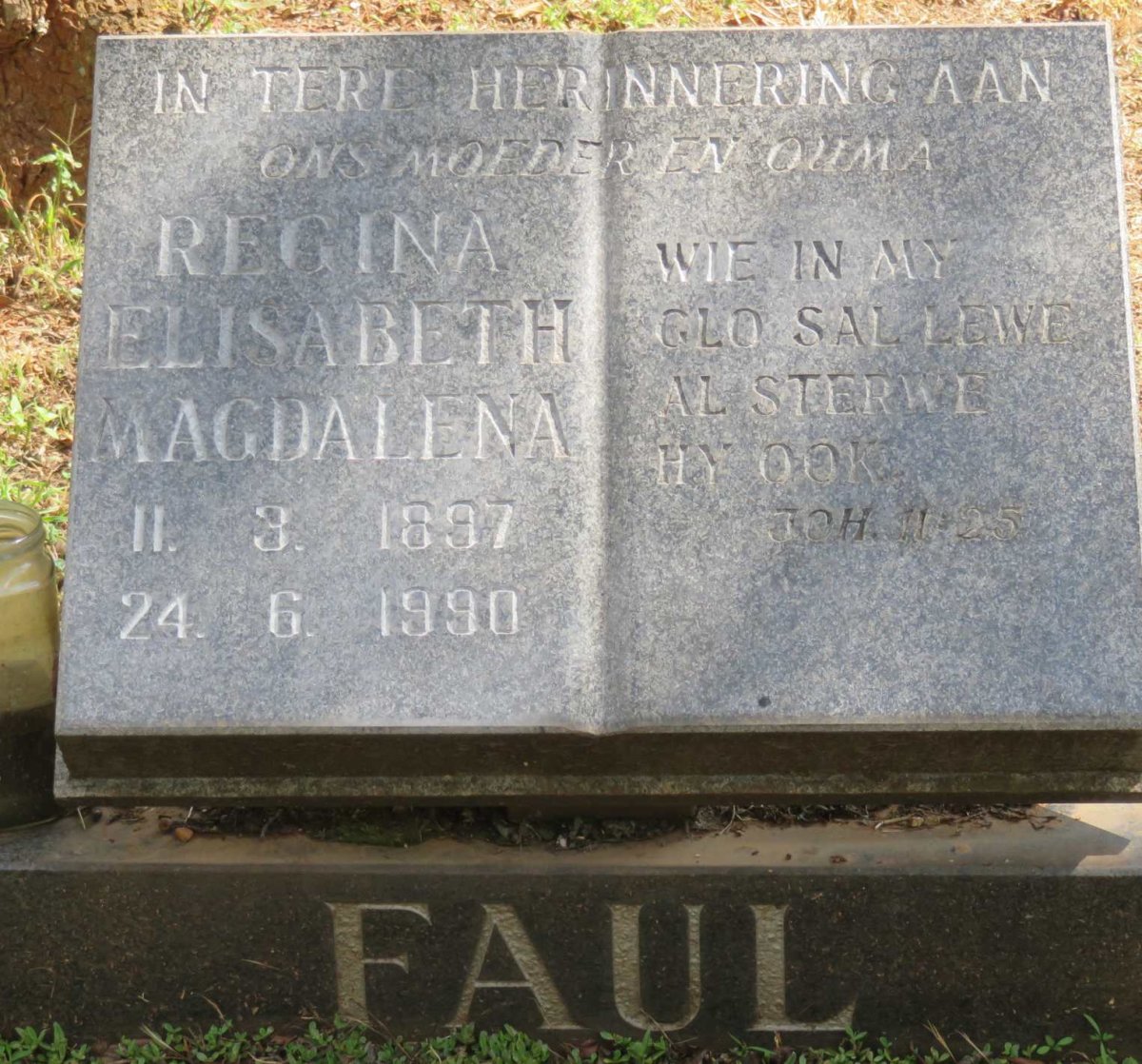 FAUL Regina Elizabeth Magdalena 1897-1990