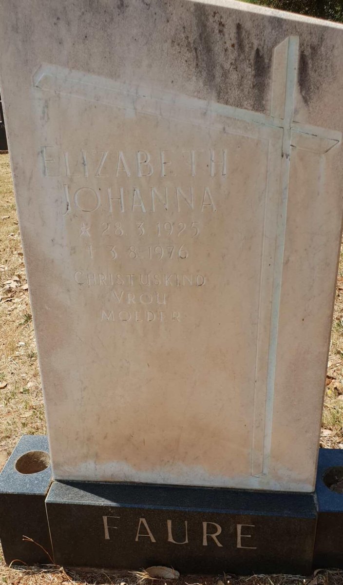 FAURE Elizabeth Johanna 1925-1976
