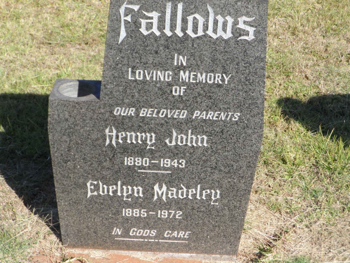 FALLOWS Henry John 1880-1943 &amp; Evelyn Madeley 1885-1972
