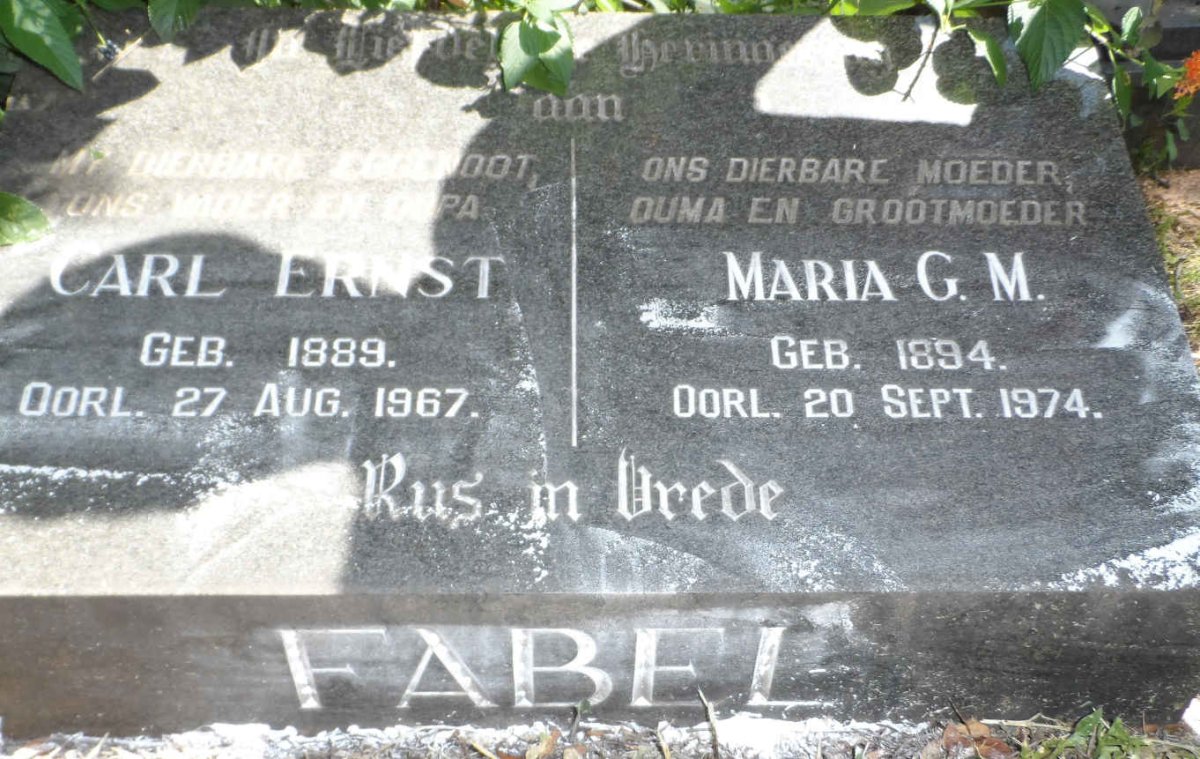 FABEL  Carl Ernst 1889-1967 &amp; Maria G.M. 1894-1974