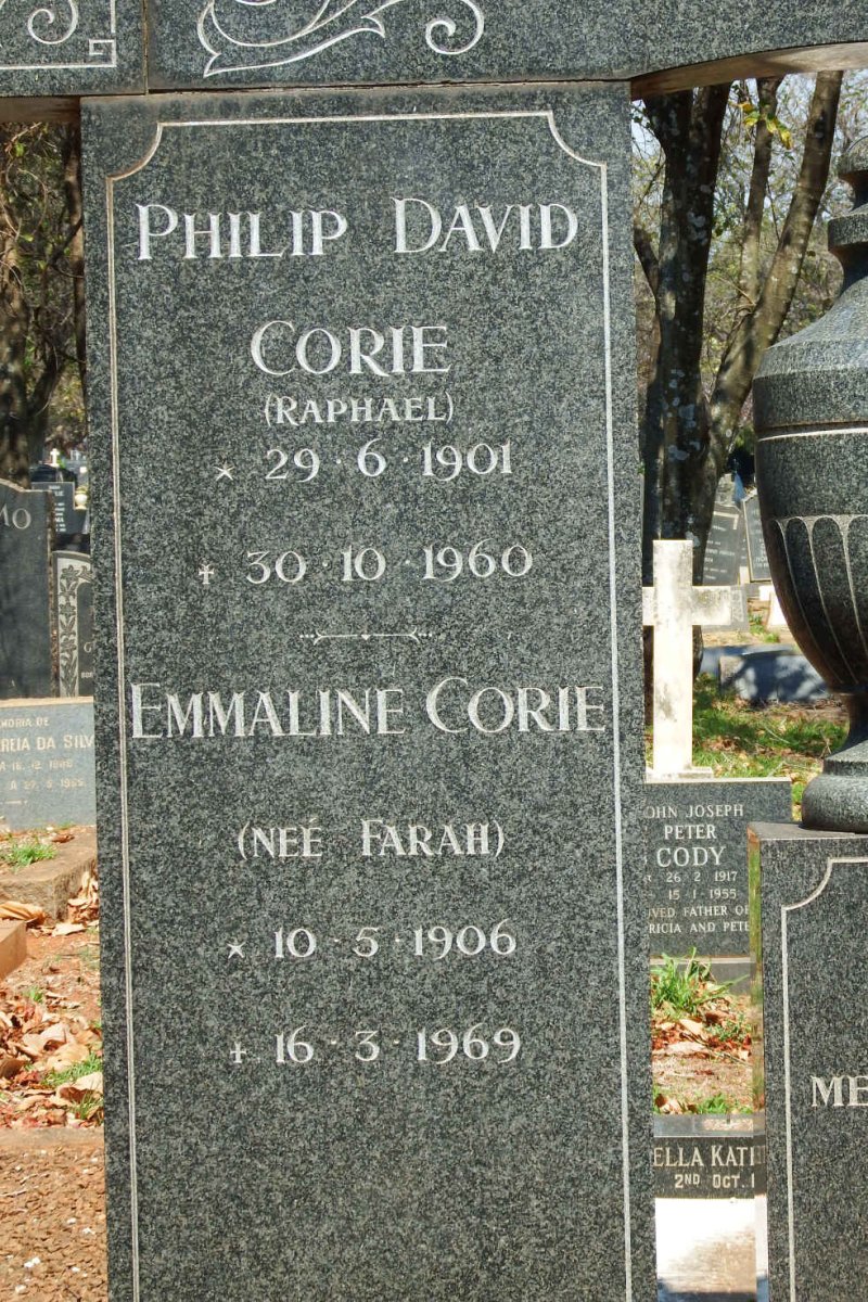 CORIE Philip David 1901-1960 &amp; Emmaline FARAH 1906-1969