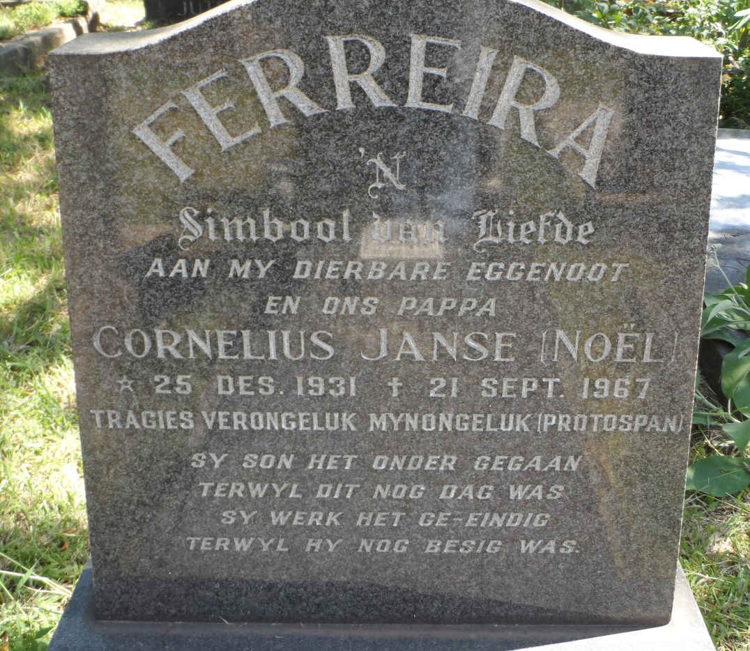 FERREIRA Cornelius Janse 1931-1967