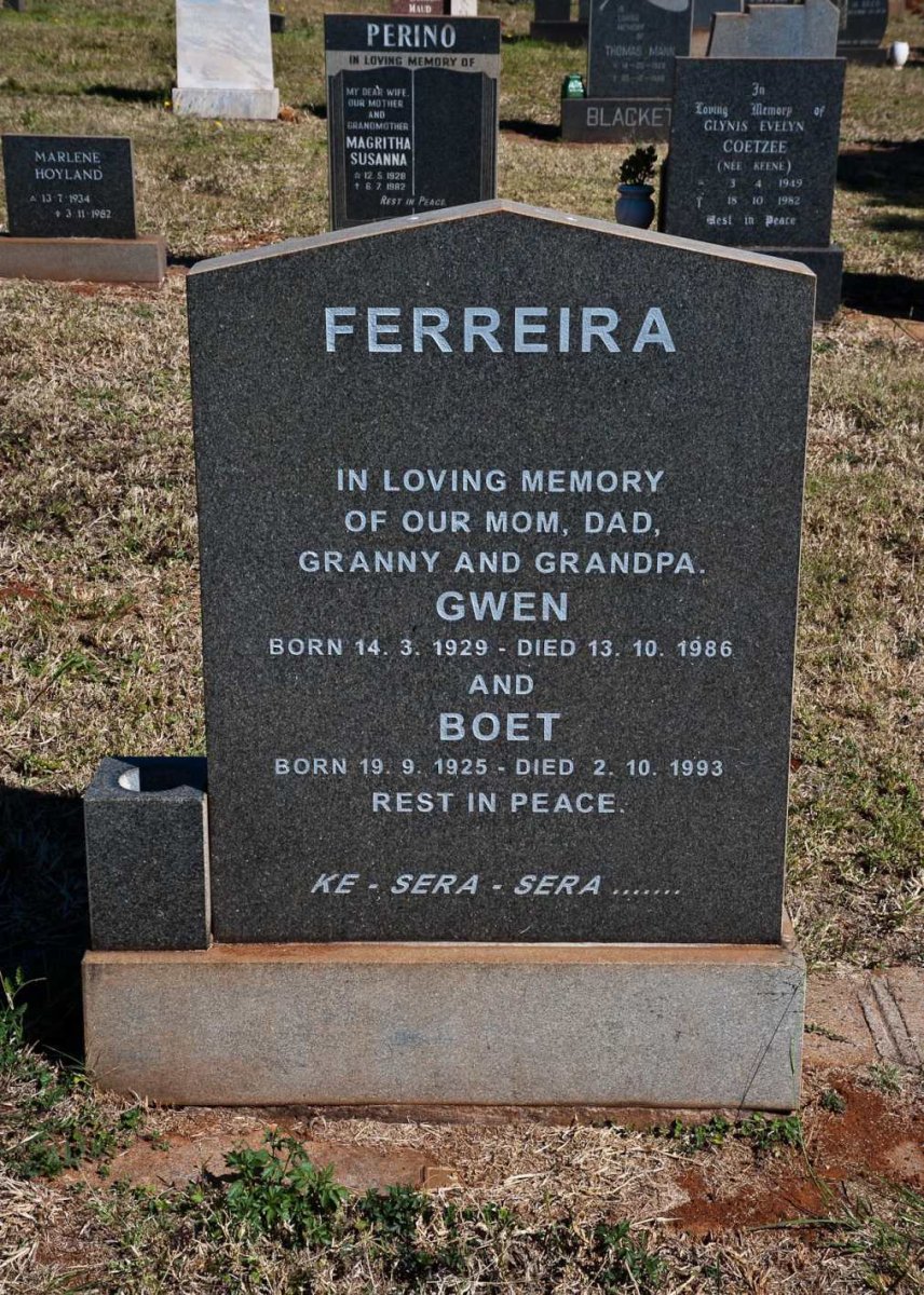 FERREIRA Boet 1925-1993 &amp; Gwen 1929-1986