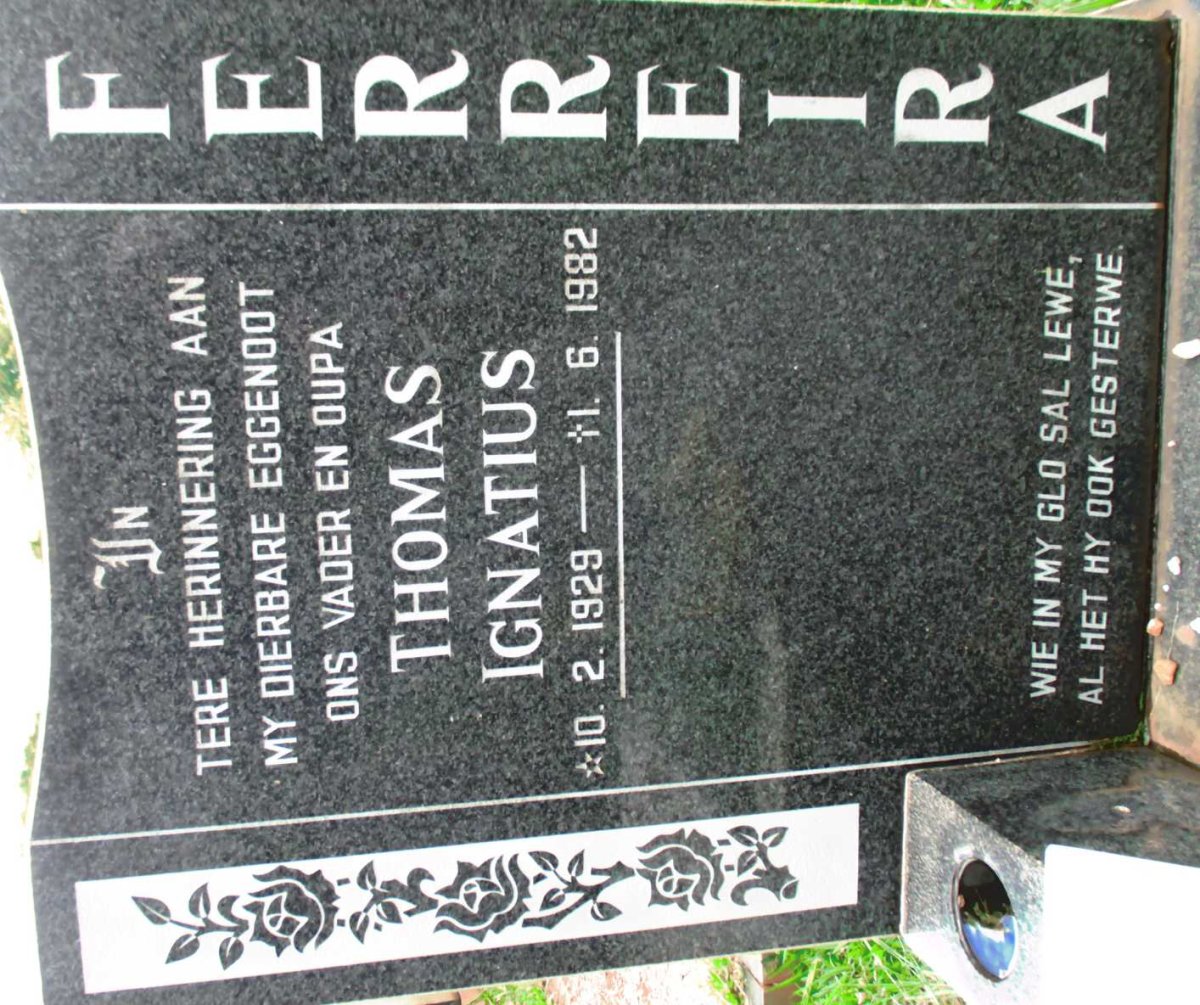 FERREIRA Thomas Ignatius 1929-1982