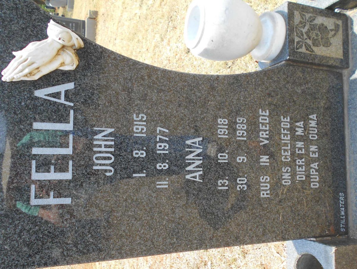 FELLA John 1915-1977 &amp; Anna 1918-1989