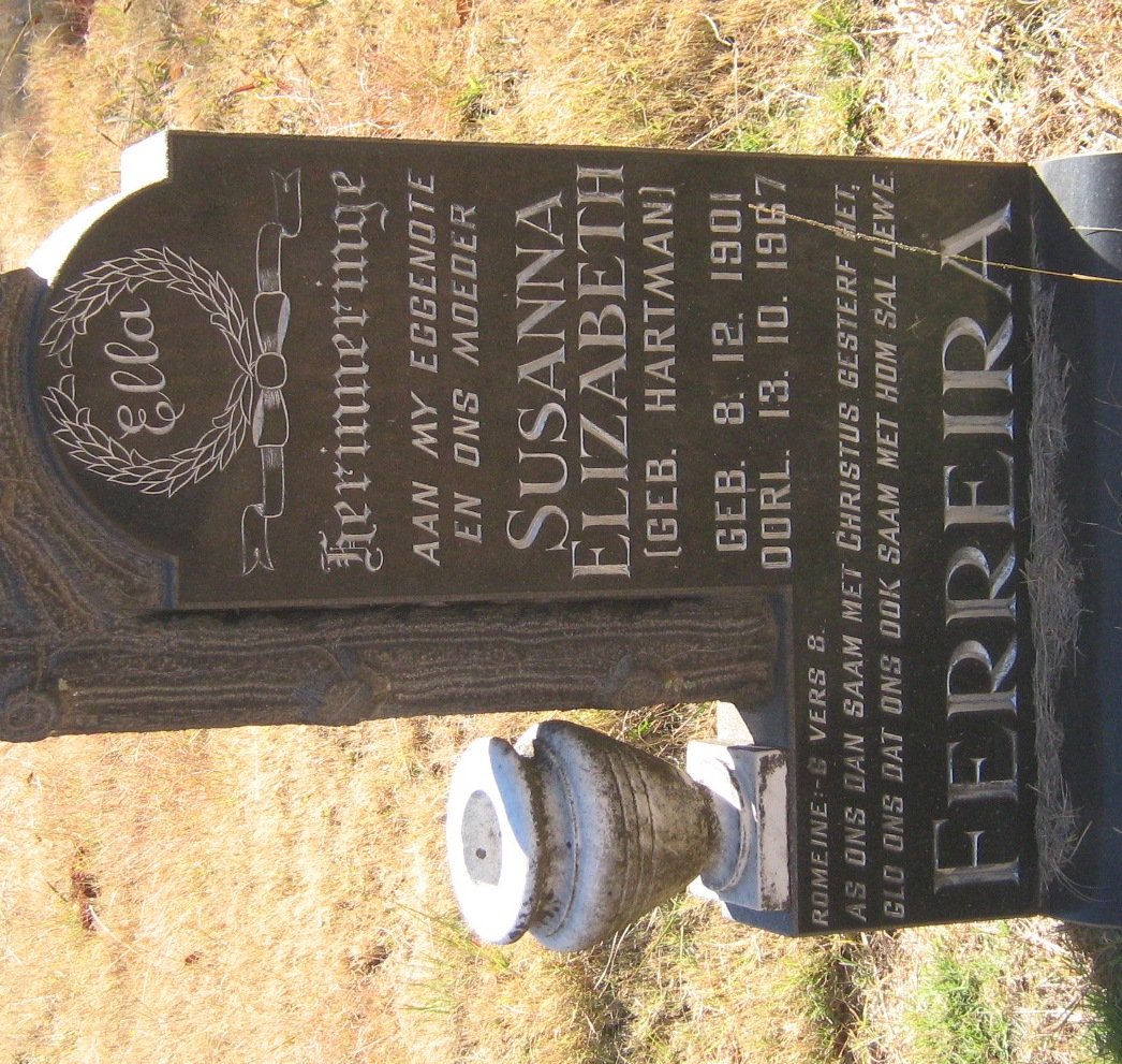 FERREIRA Susanna Elizabeth nee HARTMAN 1901-1967