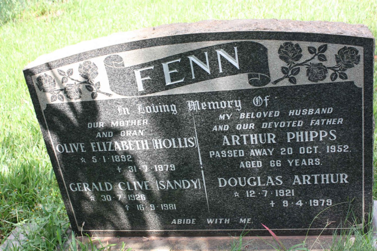 FENN Arthur Phipps -1952 &amp; Olive Elizabeth HOLLIS 1892-1979 :: FENN Douglas Arthur 1921-1979 :: FENN Gerald Clive 1926-1981
