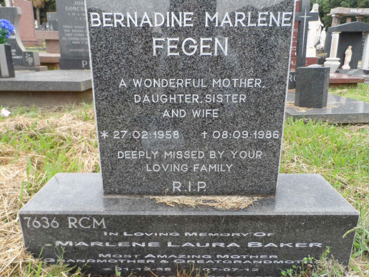 FEGEN Bernadine Marlene 1958-1986