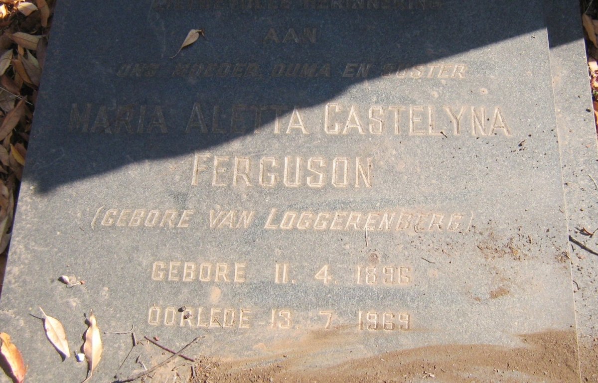 FERGUSON Maria Aletta Castelyna nee VAN LOGGERENBERG 1896-1969