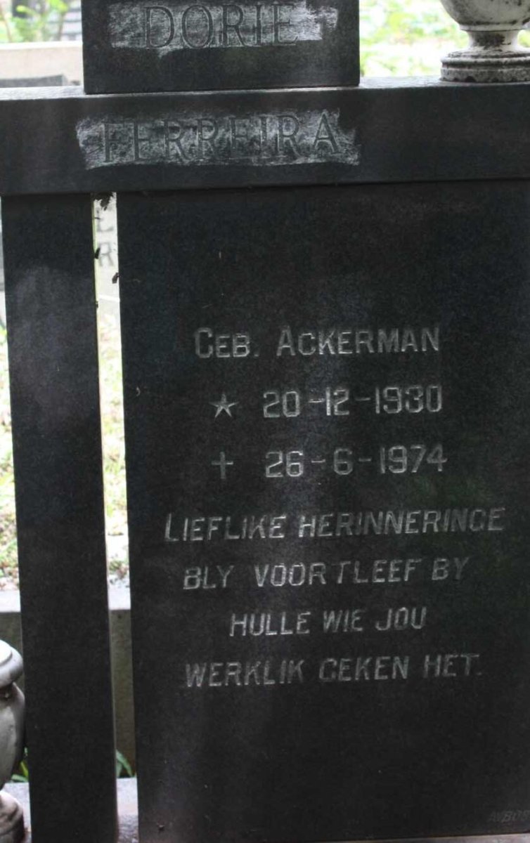 FERREIRA Dorie nee ACKERMAN 1930-1974