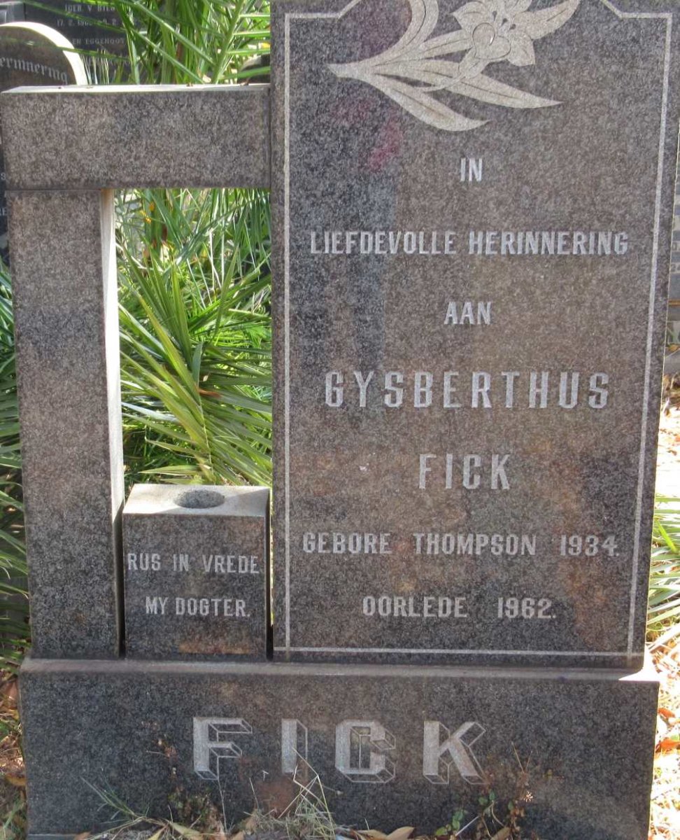 FICK Gysberthus nee THOMPSON 1934-1962