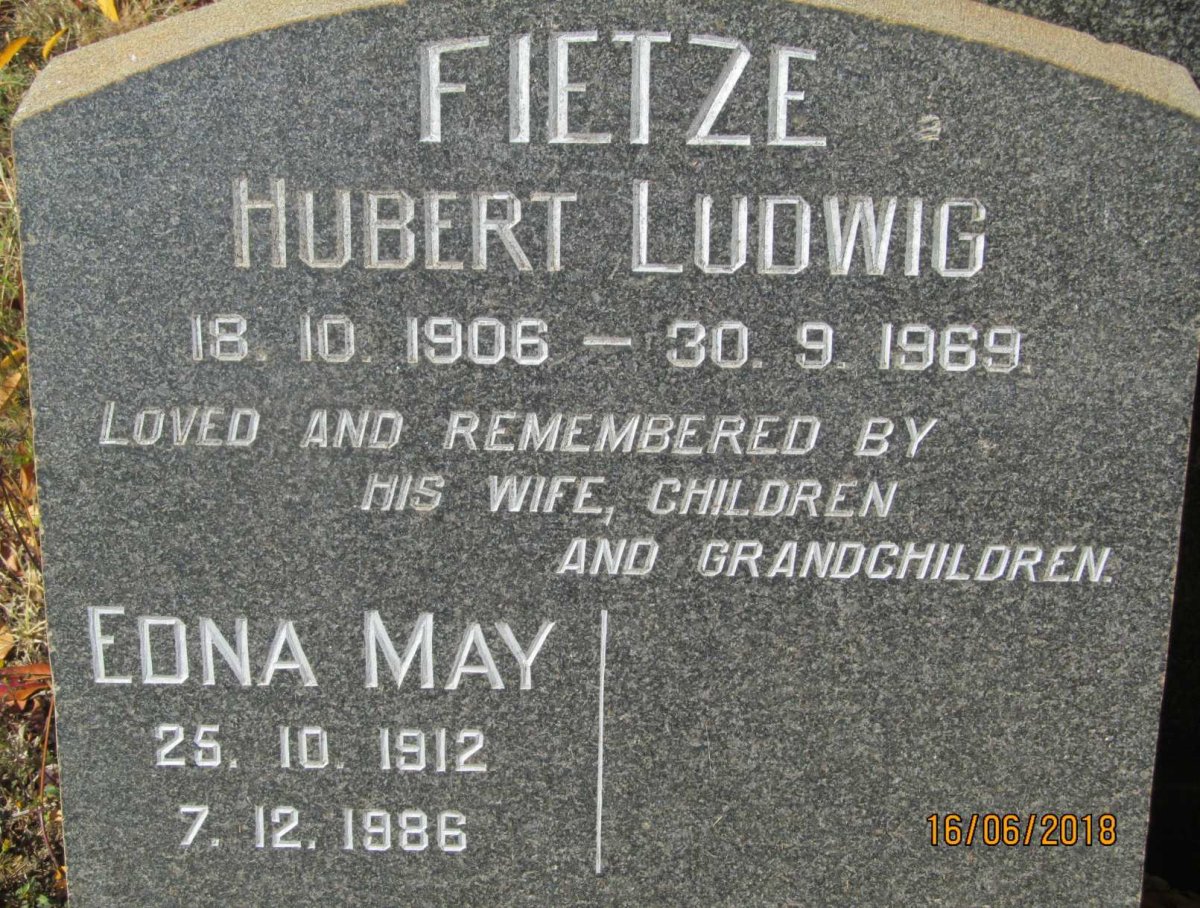 FIETZE Hubert Ludwig 1906-1969 &amp; Edna May 1912-1986